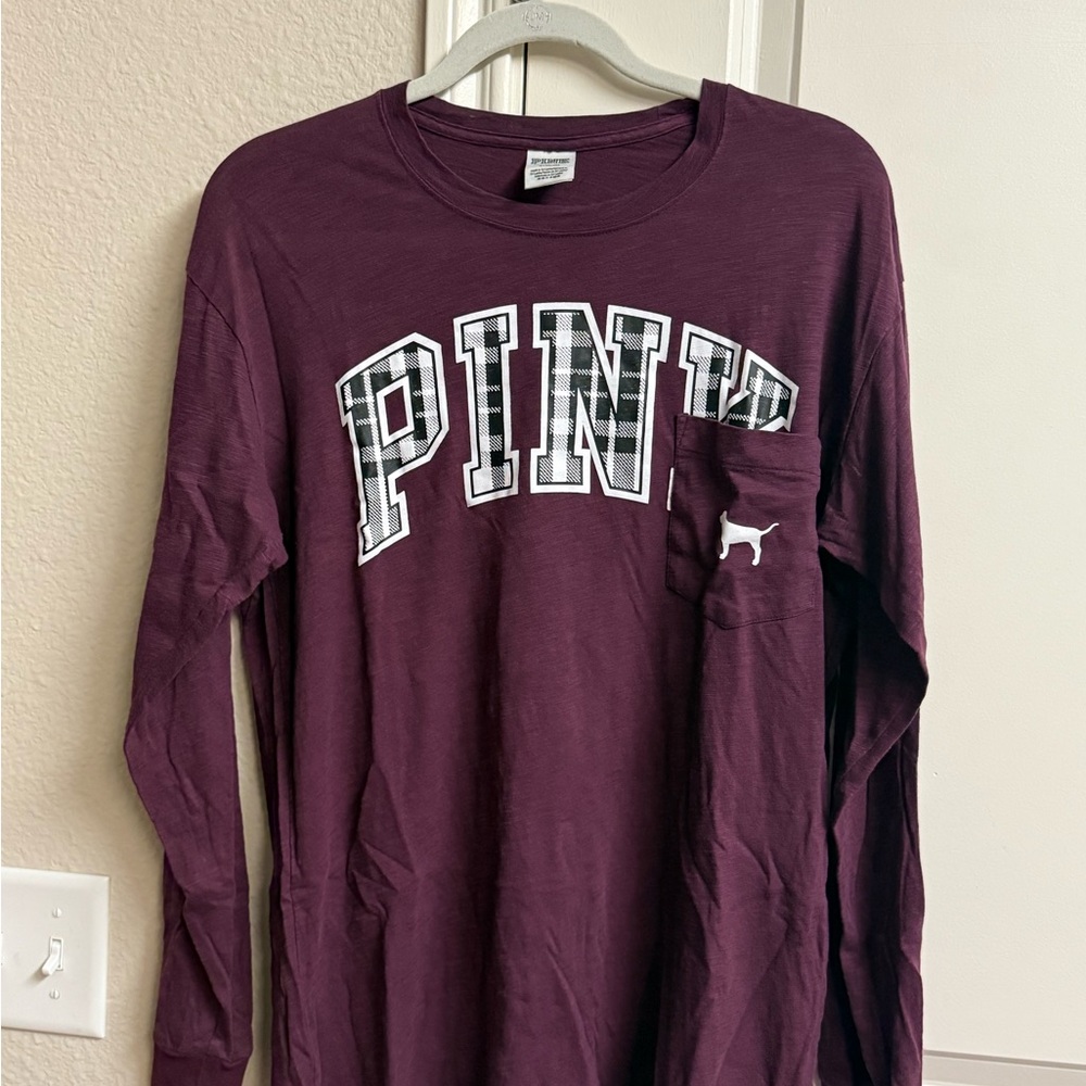 PINK Victoria's Secret Burgundy Long Sleeve Tee